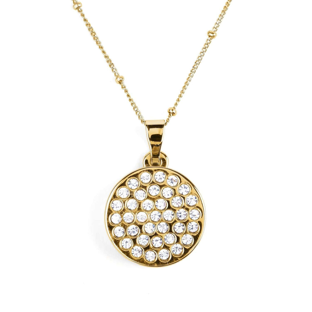 Mark it Pretty Gold and Crystal Golf Ball Marker Medallion Necklace by Chelsea Charles