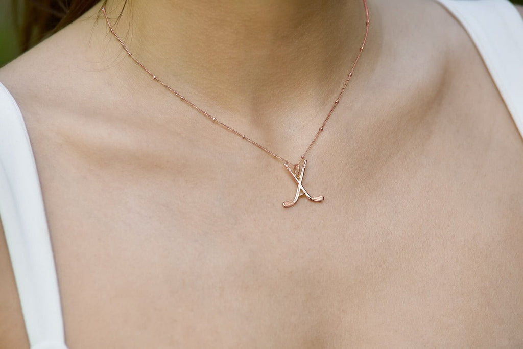 Chelsea Charles Jewelry Necklace CC Sport Rose Gold Ice Hockey Charm Necklace