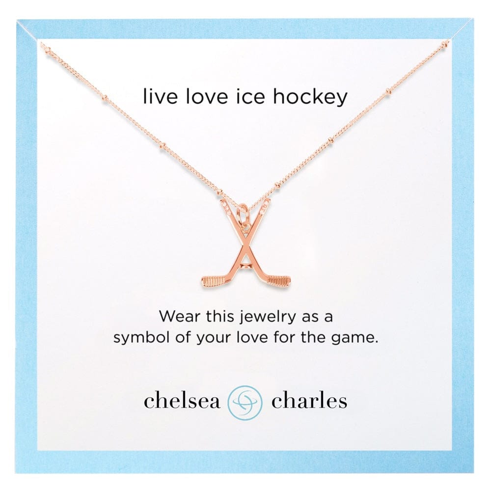 Chelsea Charles Jewelry Necklace CC Sport Rose Gold Ice Hockey Charm Necklace