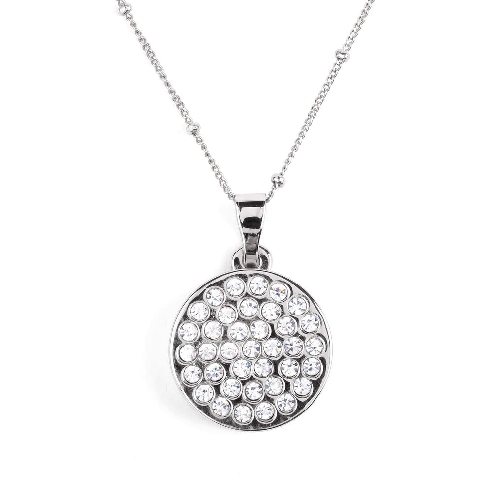 Mark it Pretty Silver and Crystal Golf Ball Marker Medallion Necklace by Chelsea Charles