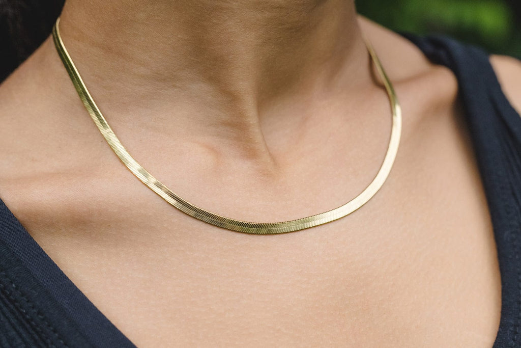Linda Tahija | Herringbone Chain Necklace - Gold Plated | Zabecca