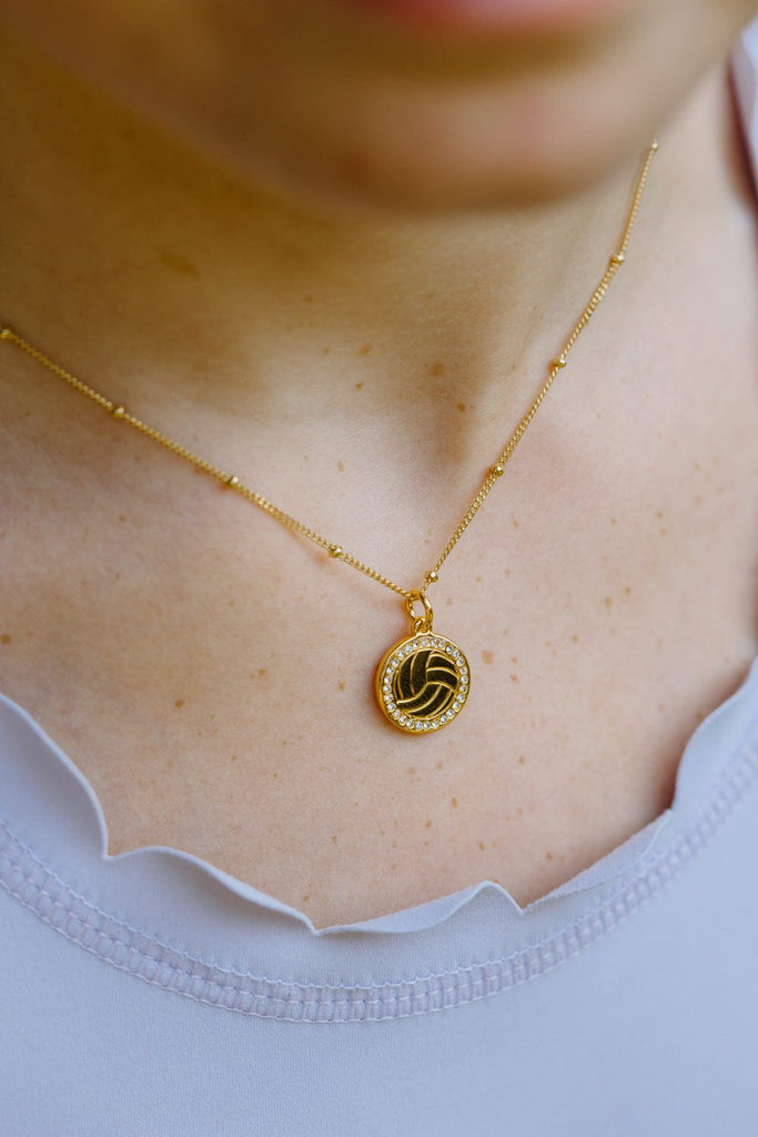 Gold and Pavé Crystal Volleyball Necklace for Little Girls & Tweens