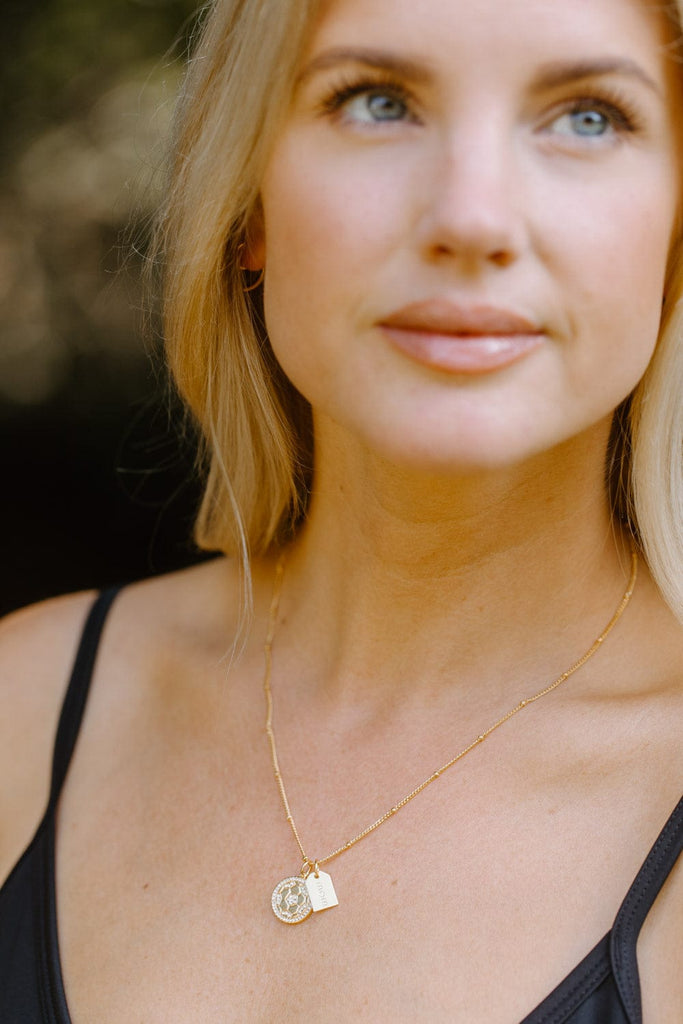 Gold Pavé Soccer Mom Double Charm Necklace