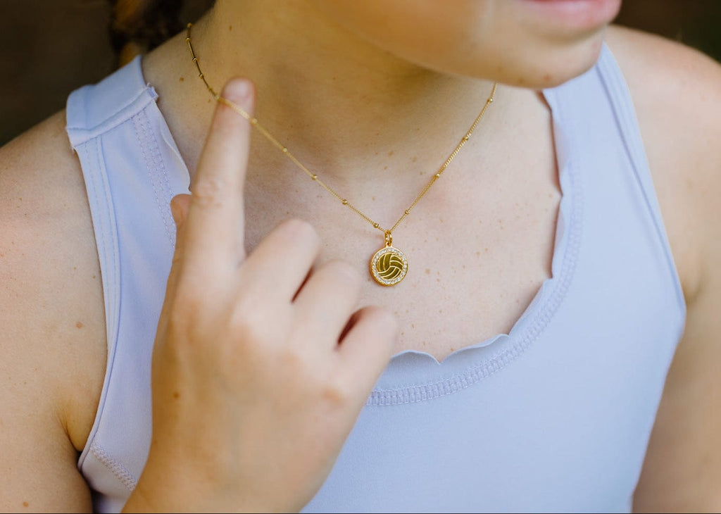 Gold and Pavé Crystal Volleyball Necklace for Little Girls & Tweens