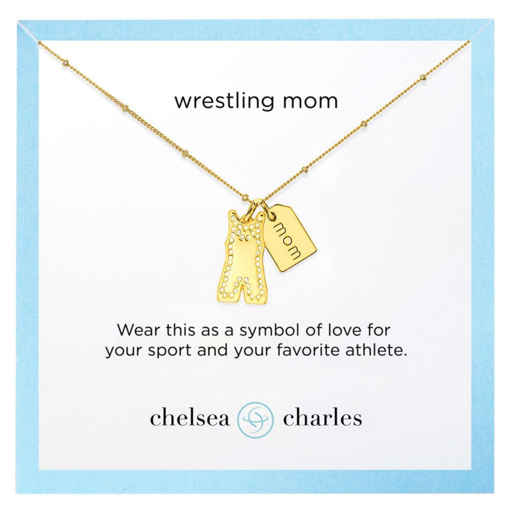 Gold Pavé Wrestling Mom Double Charm Necklace