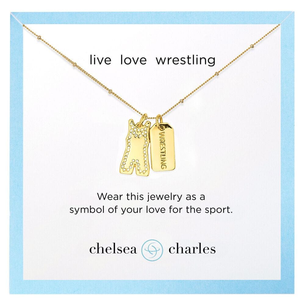 Gold Pavé Wrestling Double Charm Necklace