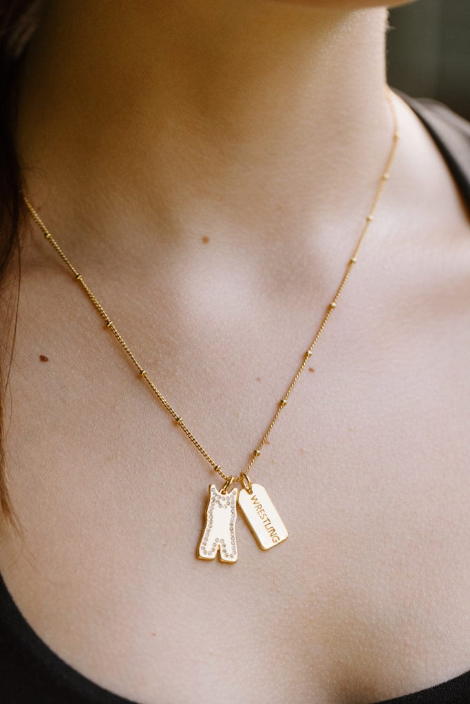 Gold Pavé Wrestling Double Charm Necklace