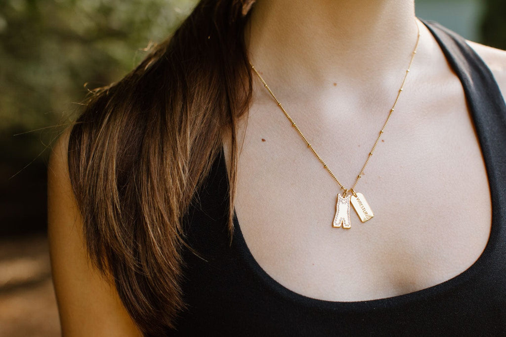 Gold Pavé Wrestling Double Charm Necklace