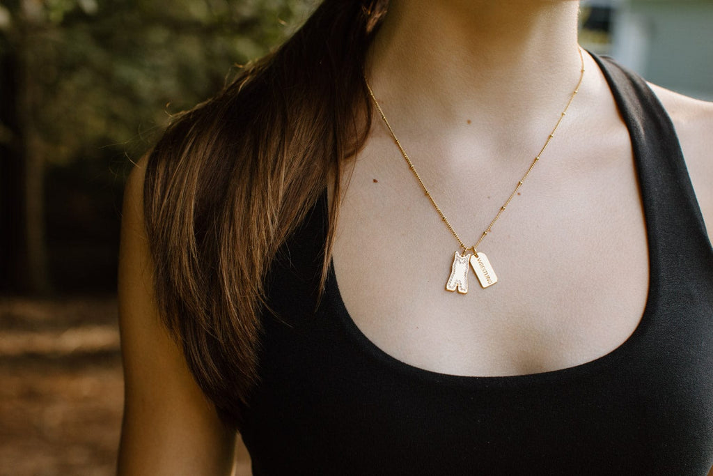 Gold Pavé Wrestling Double Charm Necklace