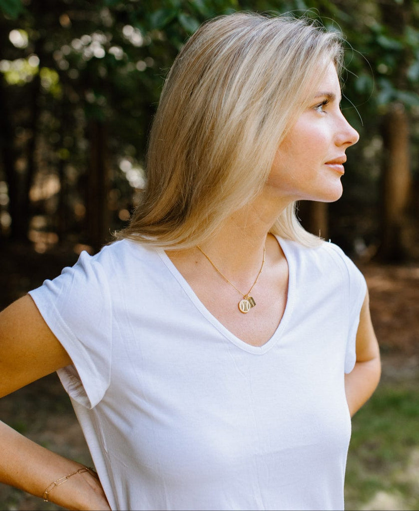 Gold Pavé Baseball Mom Double Charm Necklace
