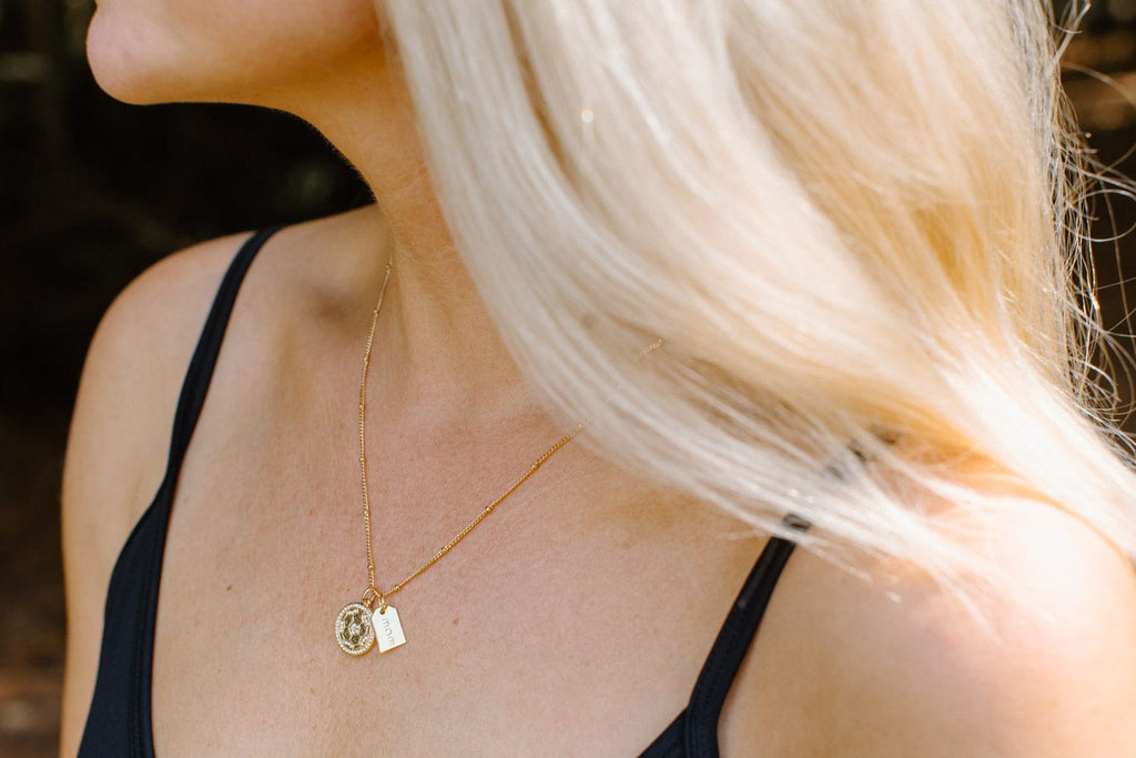 Gold Pavé Soccer Mom Double Charm Necklace