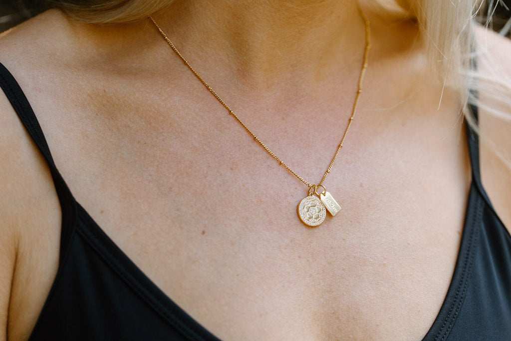 Gold Pavé Soccer Mom Double Charm Necklace