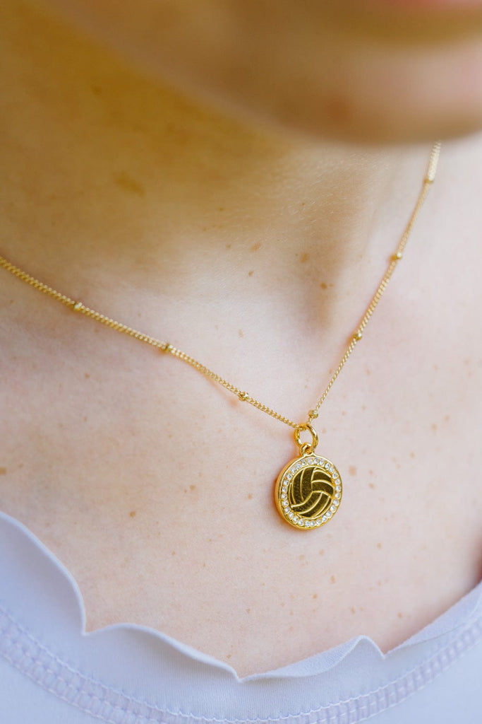 Gold and Pavé Crystal Volleyball Necklace for Little Girls & Tweens