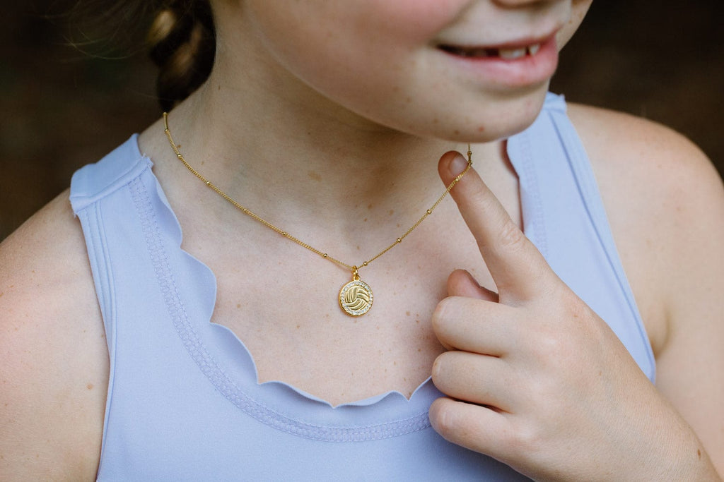 Gold and Pavé Crystal Volleyball Necklace for Little Girls & Tweens