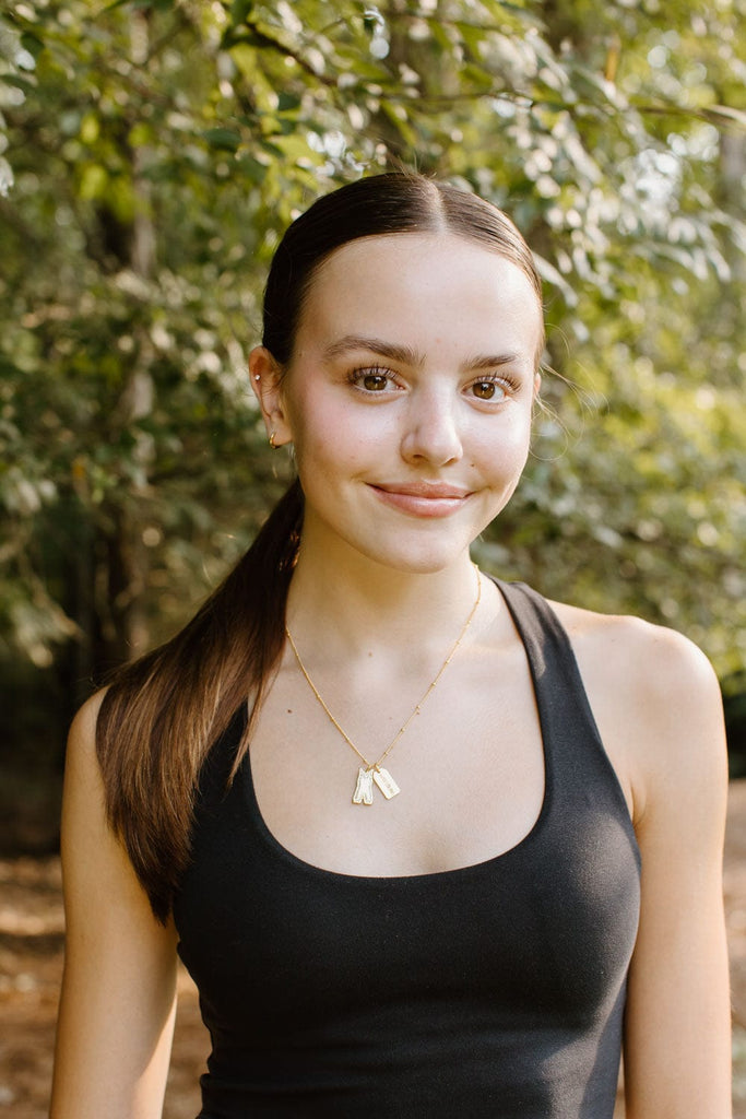 Gold Pavé Wrestling Double Charm Necklace