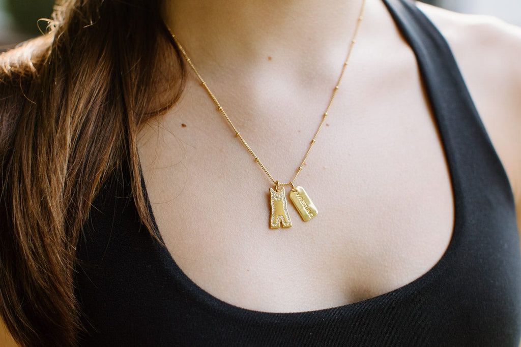 Gold Pavé Wrestling Double Charm Necklace