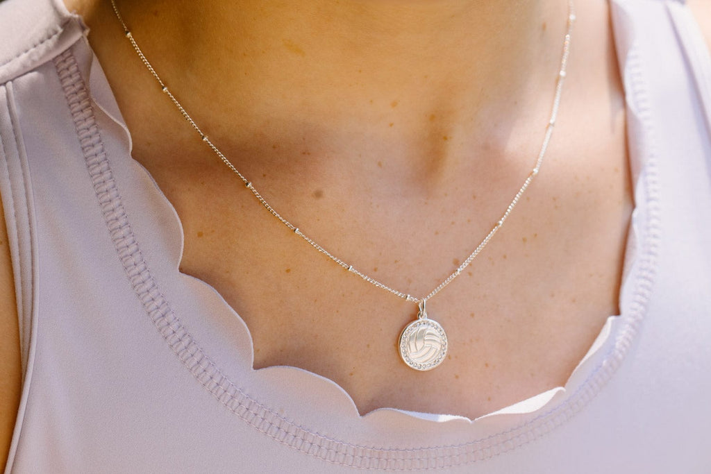 Silver Pavé Volleyball Necklace for Little Girls & Tweens