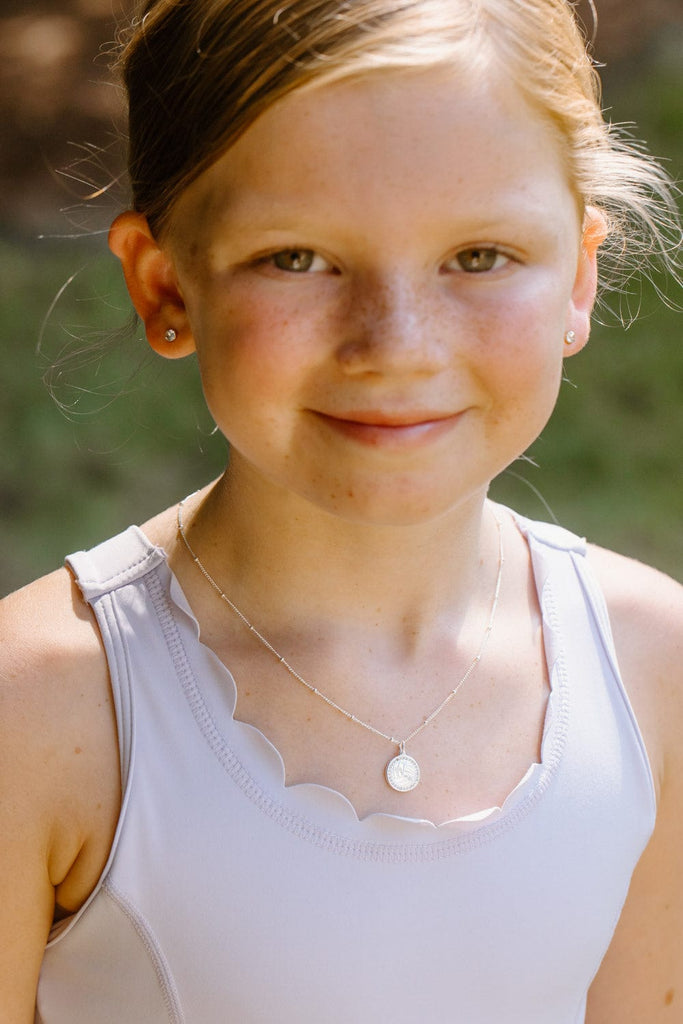 Silver Pavé Volleyball Necklace for Little Girls & Tweens
