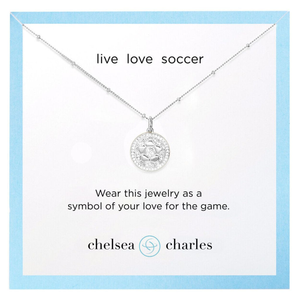 Silver Pavé Soccer Necklace