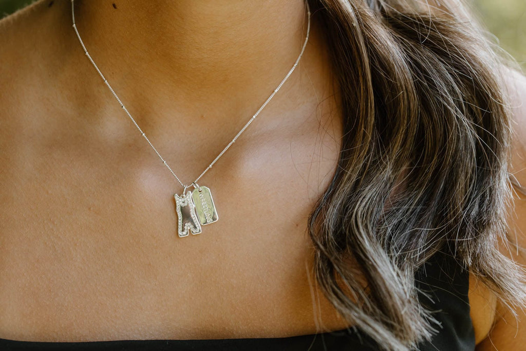 Silver Pavé Wrestling Double Charm Necklace