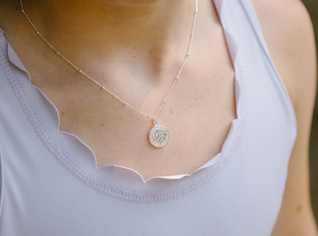 Silver Pavé Volleyball Necklace for Little Girls & Tweens