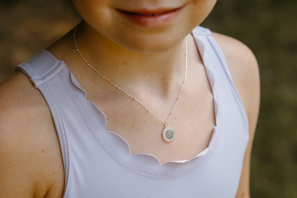 Silver Pavé Volleyball Necklace for Little Girls & Tweens