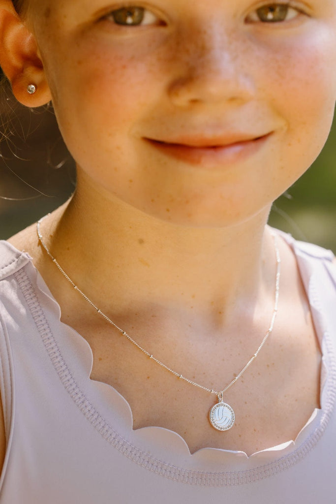 Silver Pavé Volleyball Necklace for Little Girls & Tweens