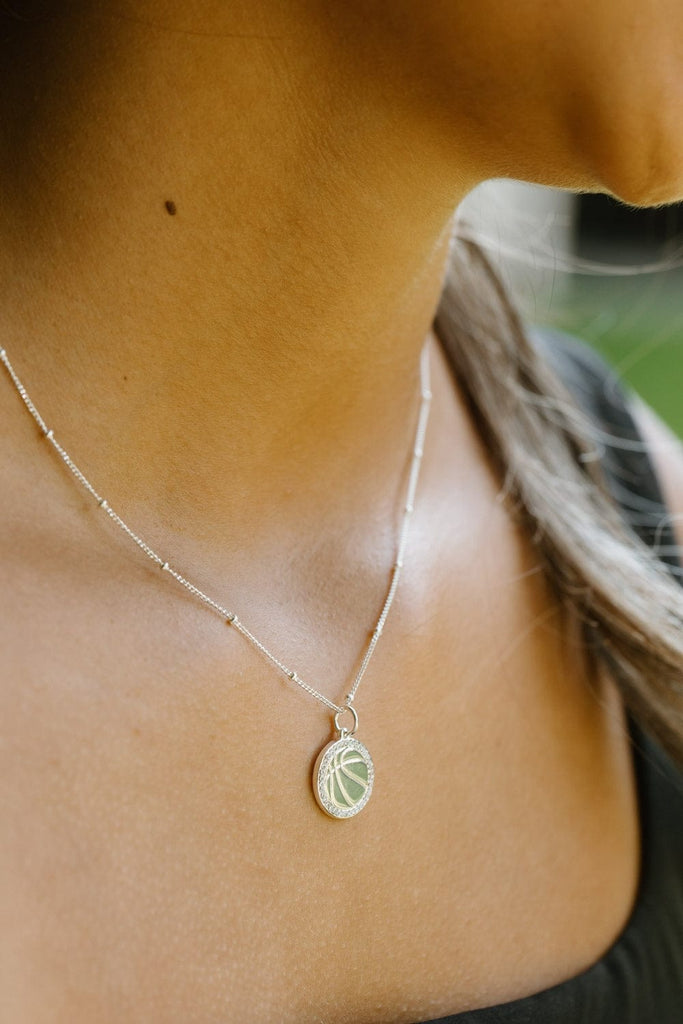 basketball pave silver pendant necklace by Chelsea Charles