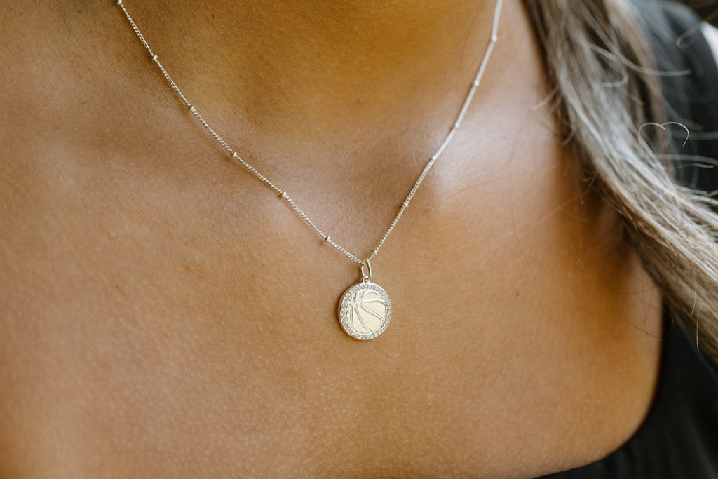 Basketball necklace silver close up