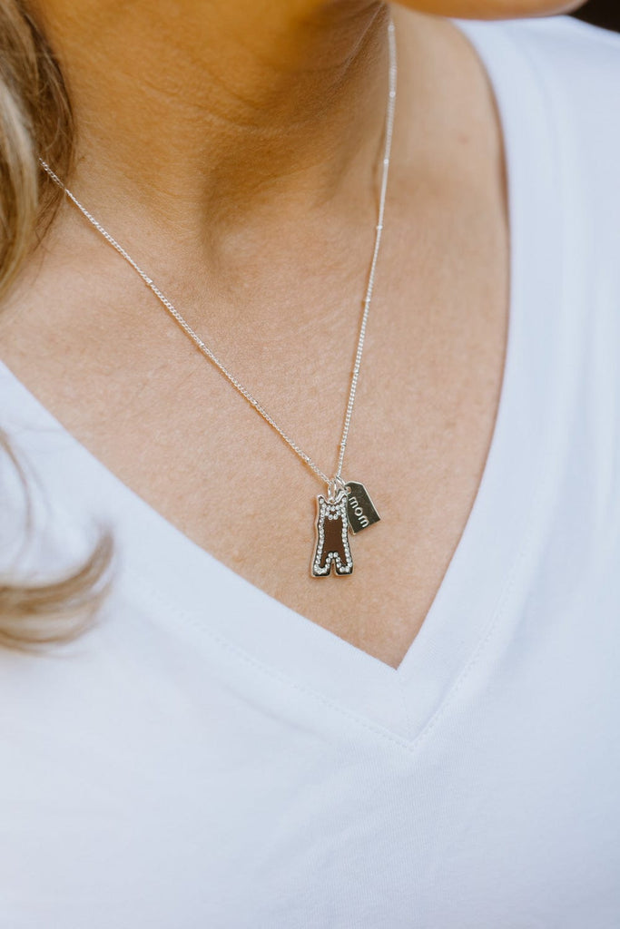 Silver Pavé Wrestling Mom Double Charm Necklace
