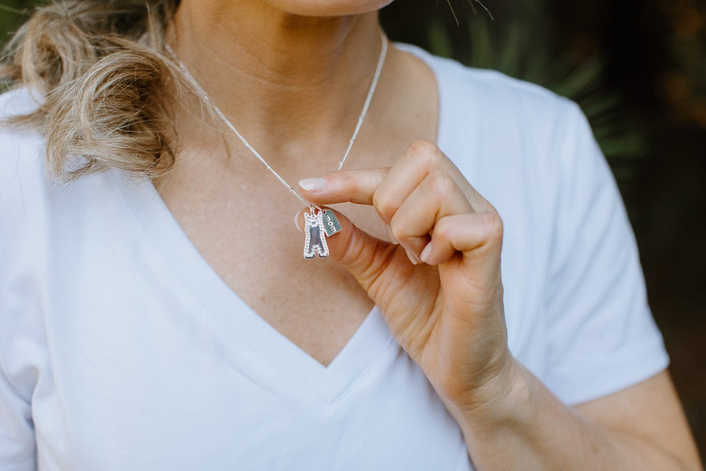 Silver Pavé Wrestling Mom Double Charm Necklace
