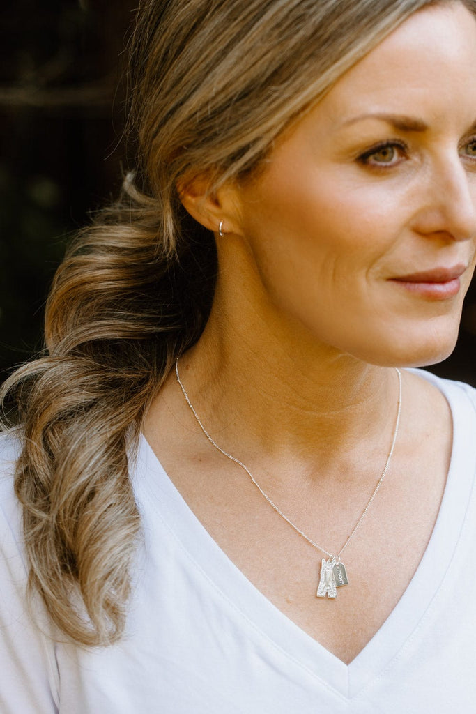 Silver Pavé Wrestling Mom Double Charm Necklace
