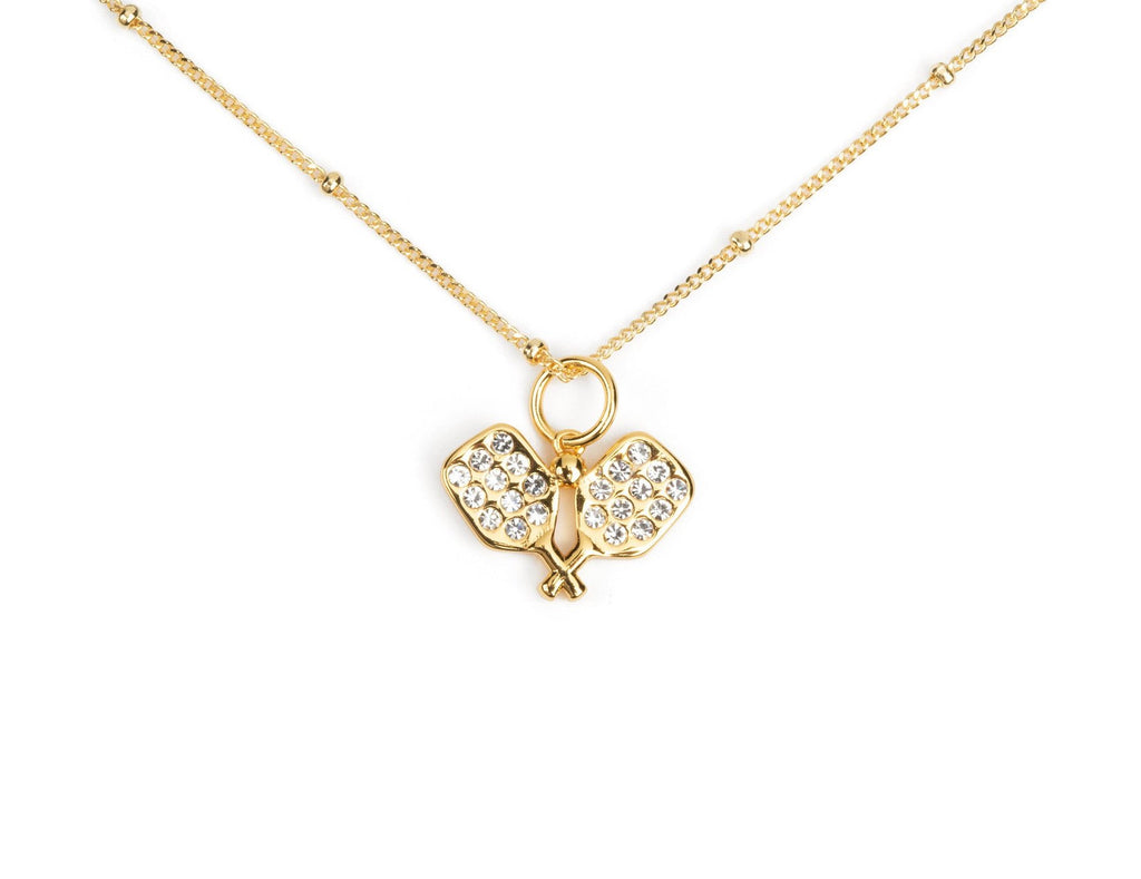 Gold Pave Pickleball Charm Necklace by Chelsea Charles