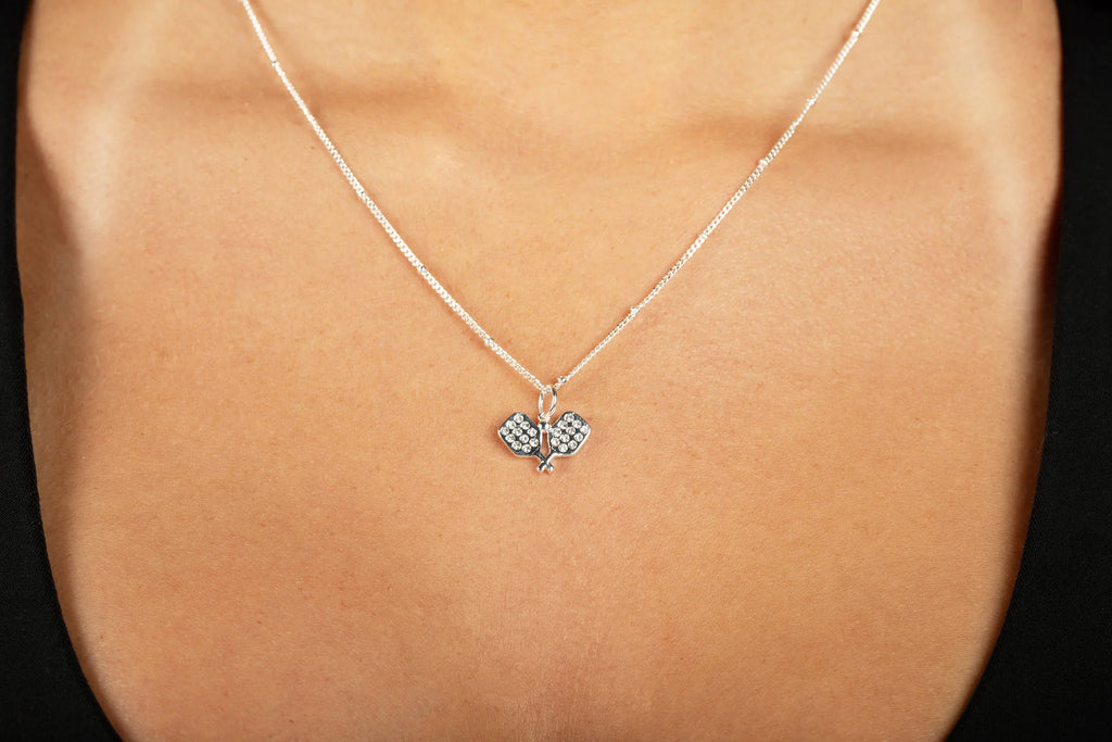 CC Sport Pavé Pickleball Charm Necklace - Silver