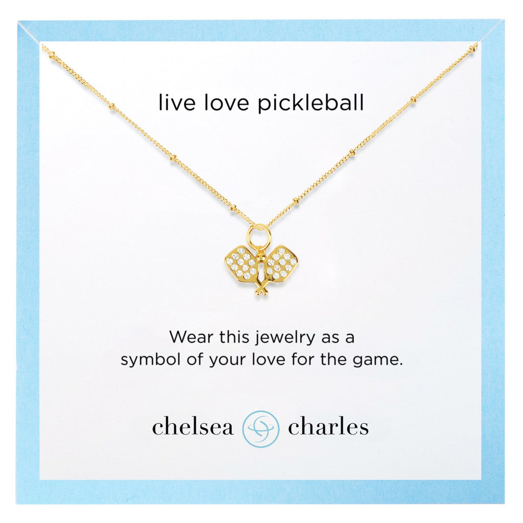 CC Sport Pavé Pickleball Charm Necklace - Gold