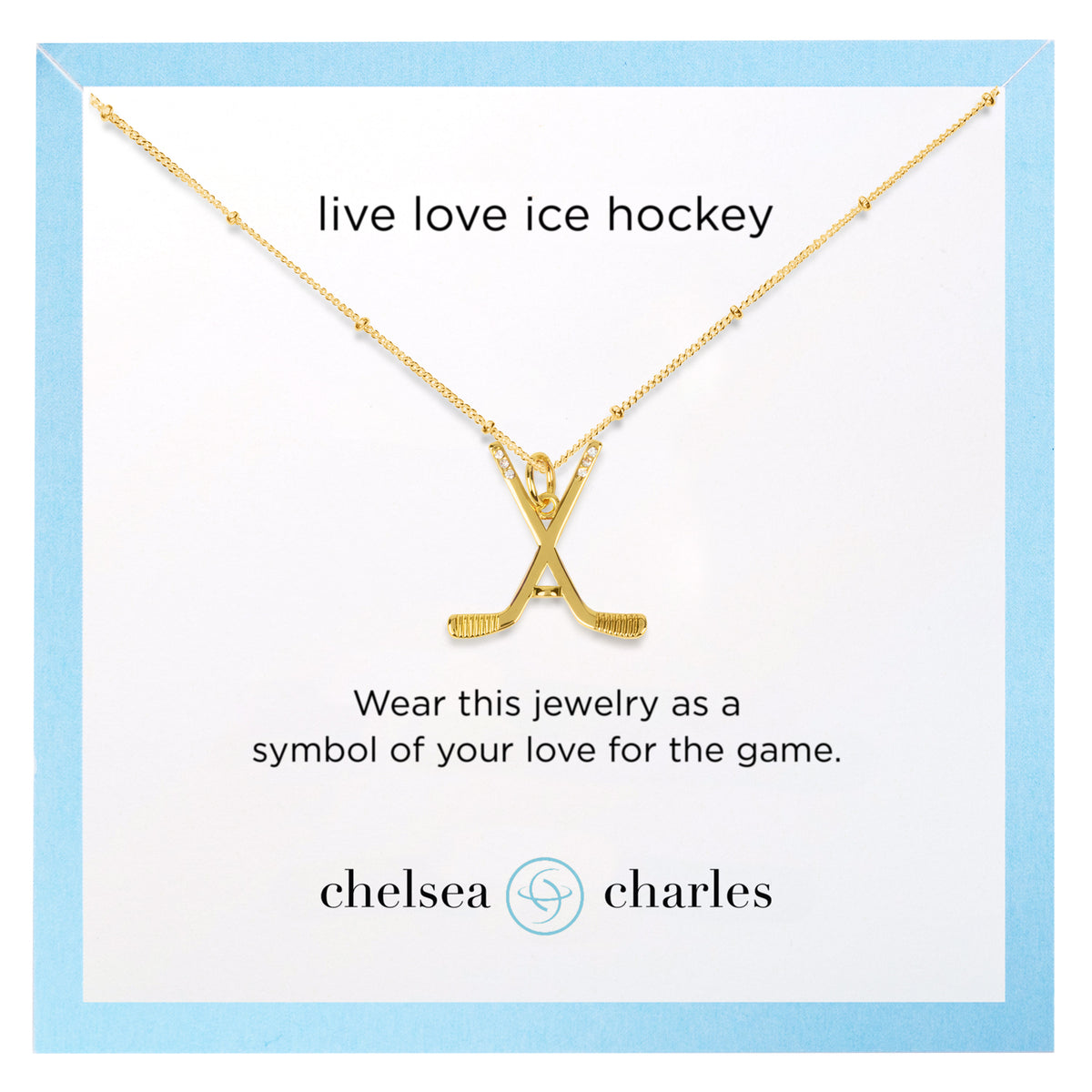 CC Sport Gold Ice Hockey Charm Necklace by Chelsea Charles