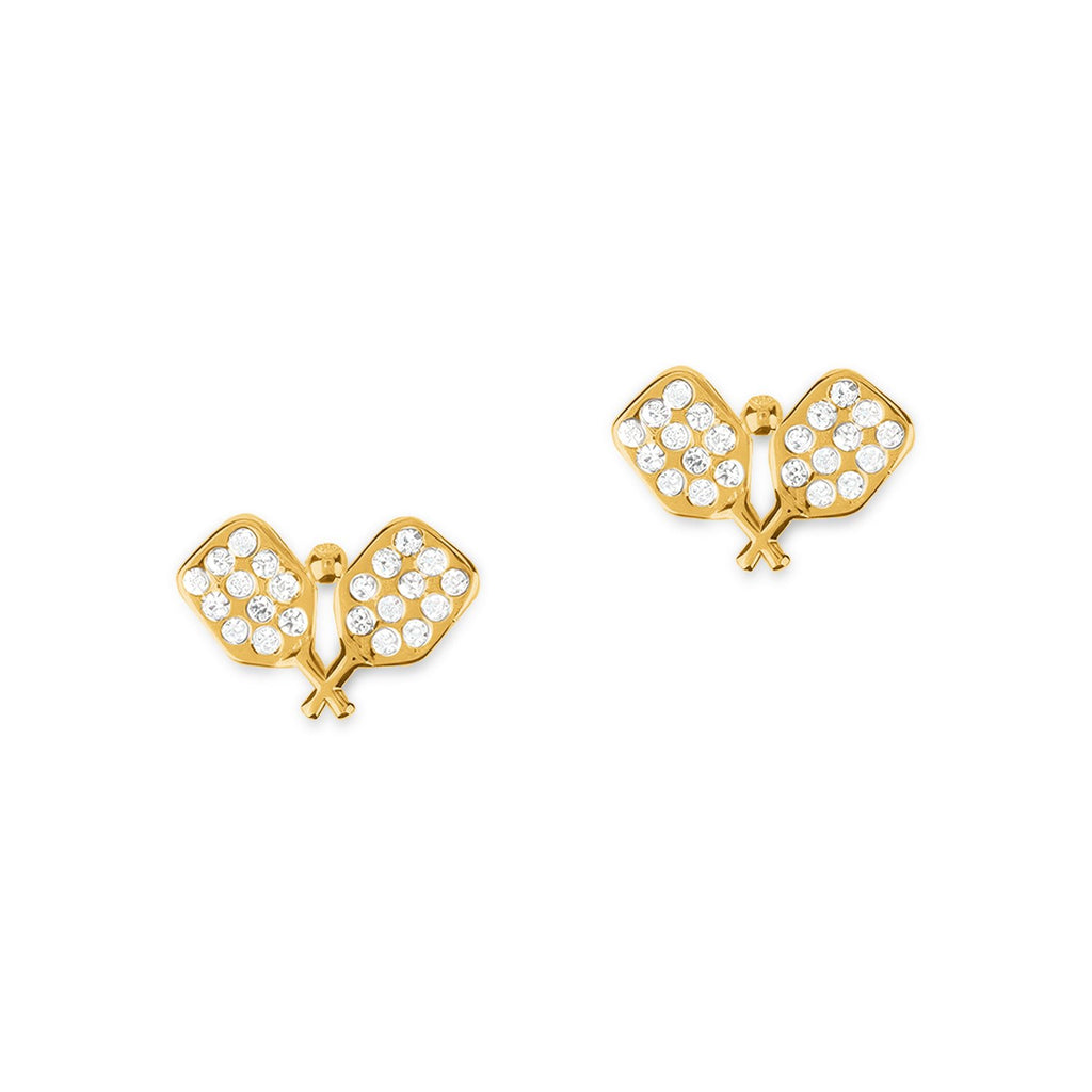 Gold Pavé Pickleball Earrings by Chelsea Charles