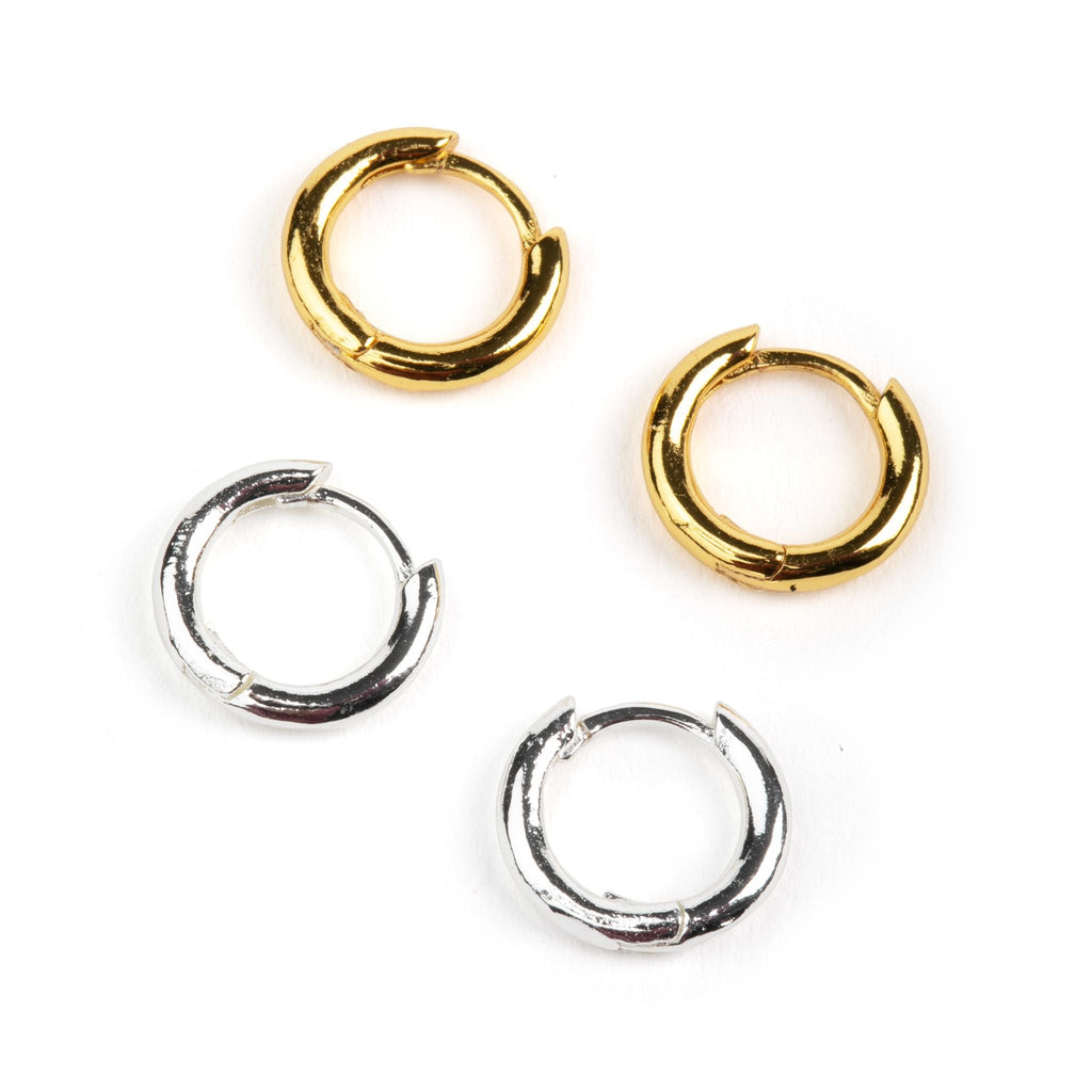 The Perfect Silver and Gold Huggie Hoops by Chelsea Charles