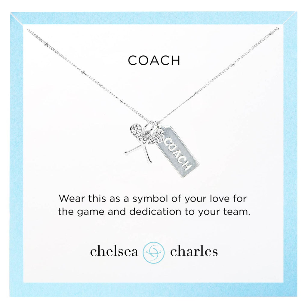 CC Sport Silver Lacrosse Coach Necklace by Chelsea Charles