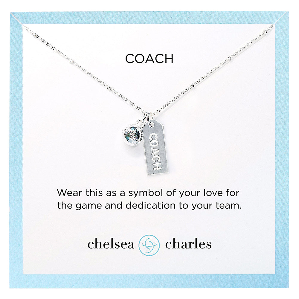 CC Sport Silver Softball Coach Charm Necklace by Chelsea Charles