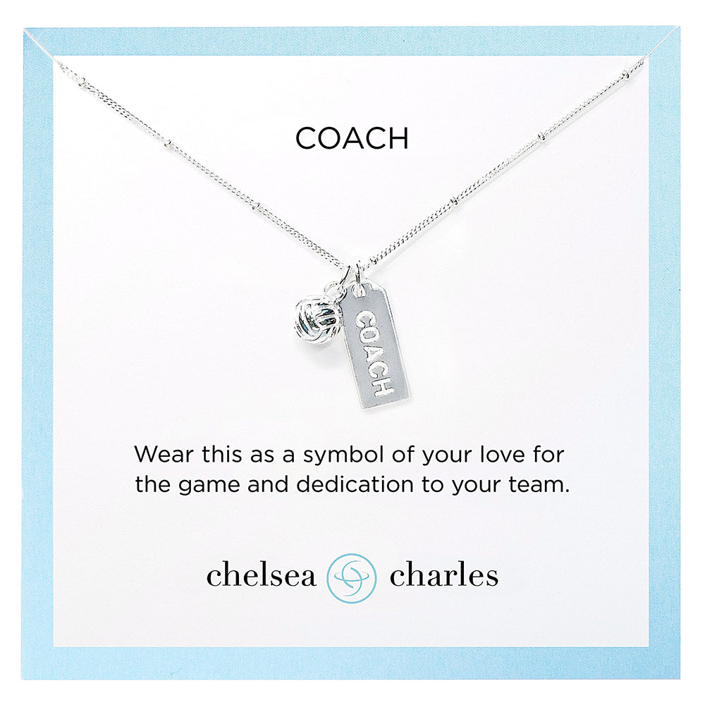 CC Sport Silver Volleyball Coach Charm Necklace by Chelsea Charles