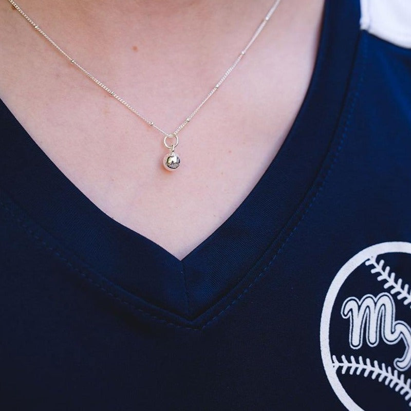 CC Sport silver softball necklace for little girls & tweens by Chelsea Charles