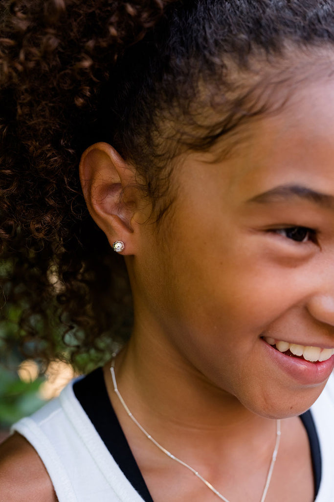 CC Sport Silver Soccer Ball Earrings for Little Girls & Tweens