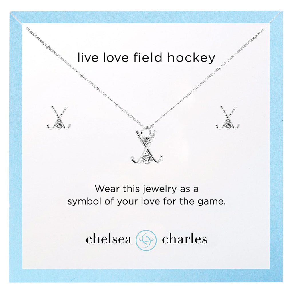 CC Sport Silver Field Hockey Earrings and Necklace Gift Set