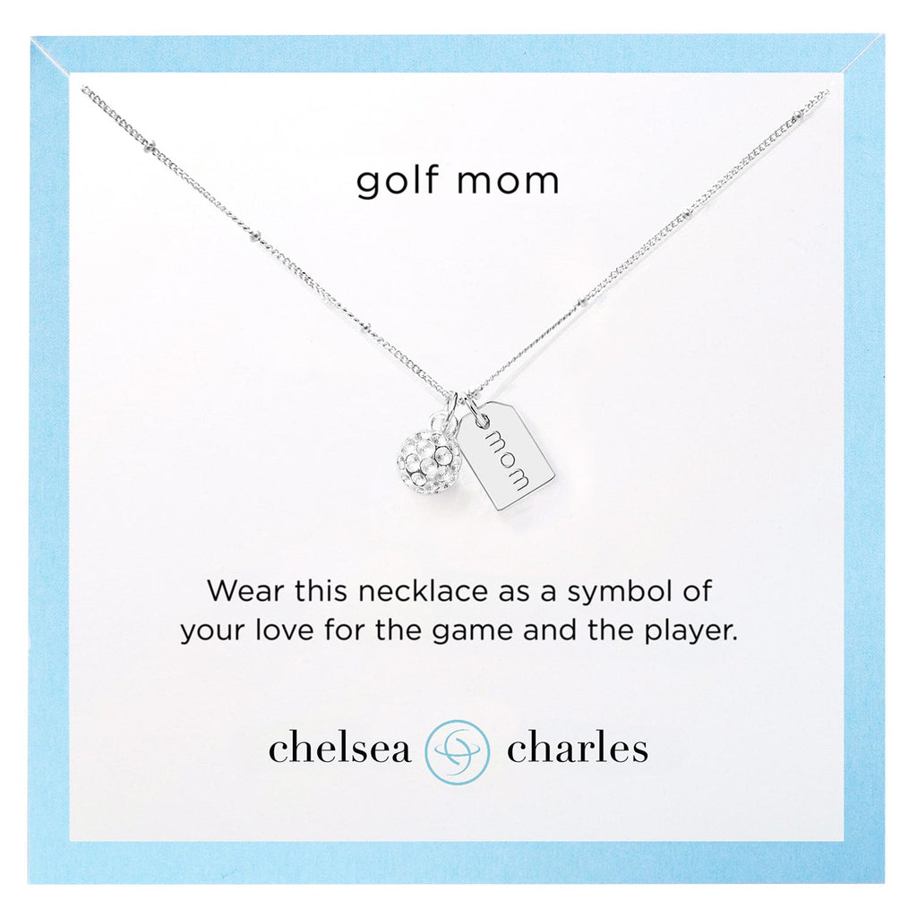 CC Sport Silver Golf Mom Double Charm Necklace
