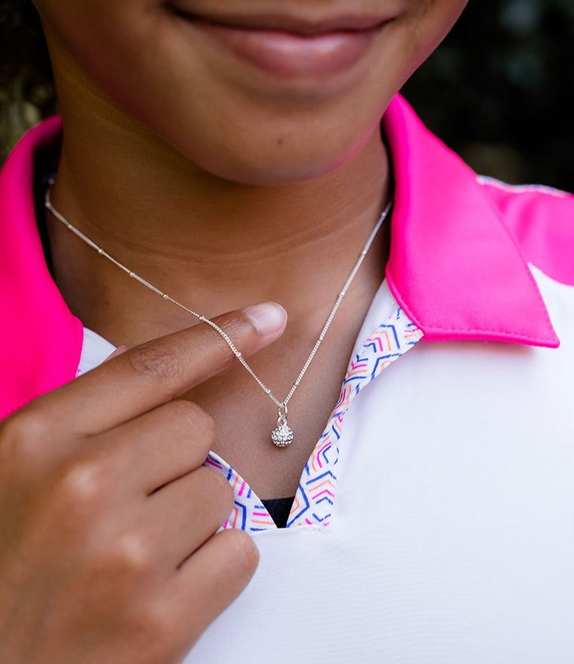 CC Sport Silver Golf Ball Charm Necklace for Little Girls & Tweens