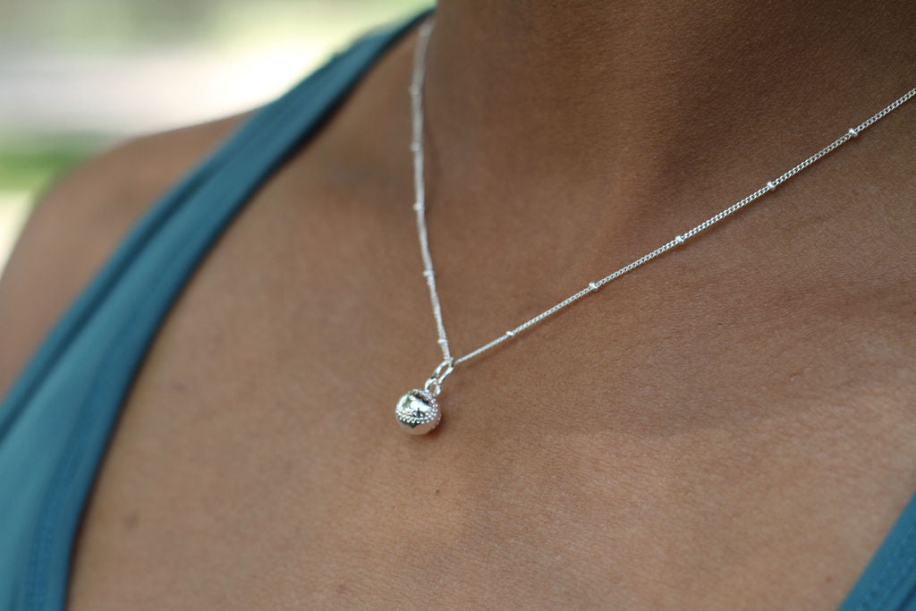 CC Sport Silver Baseball Charm Necklace by Chelsea Charles