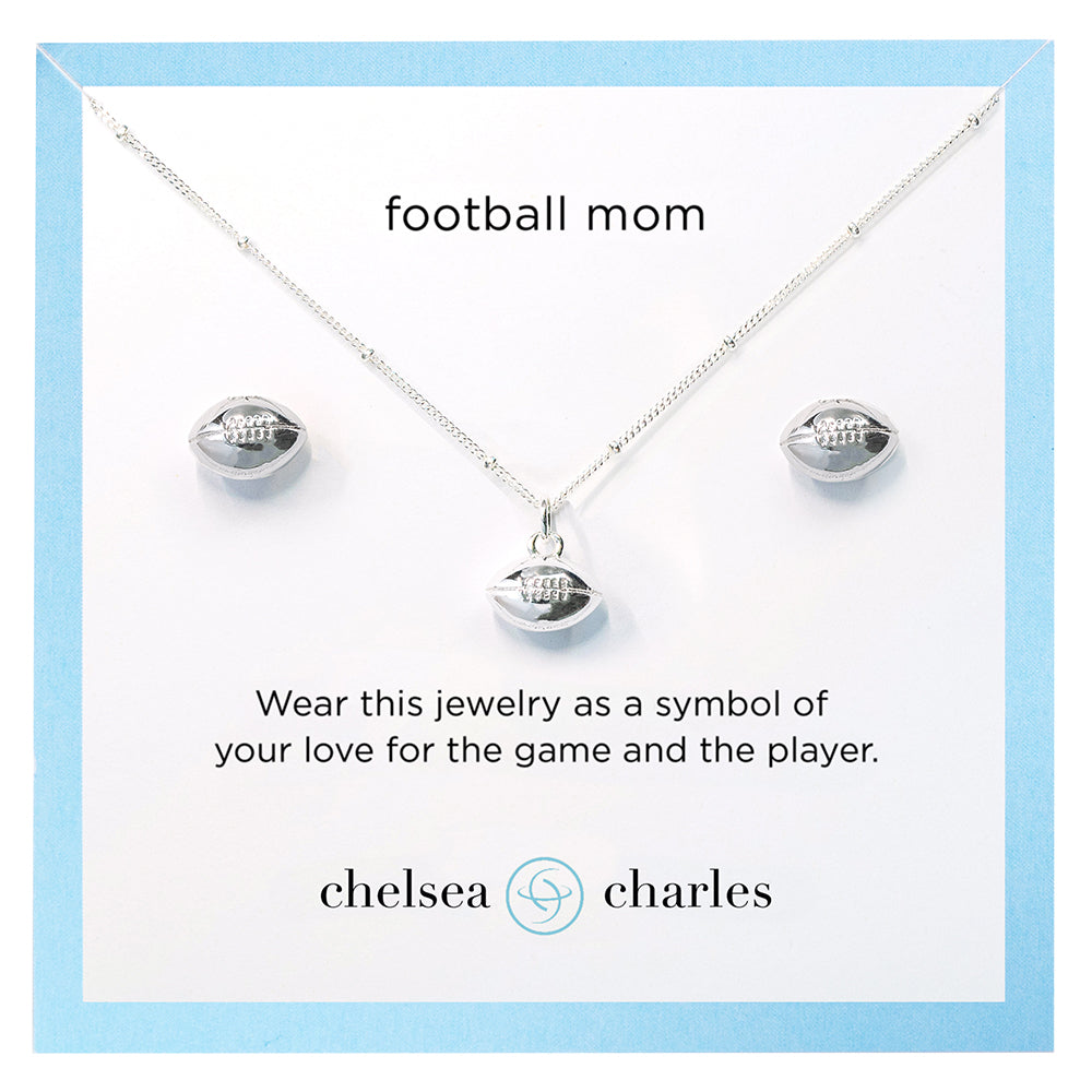 CC Sport Football Mom Double Charm Necklace and Earring Gift Set by Chelsea Charles