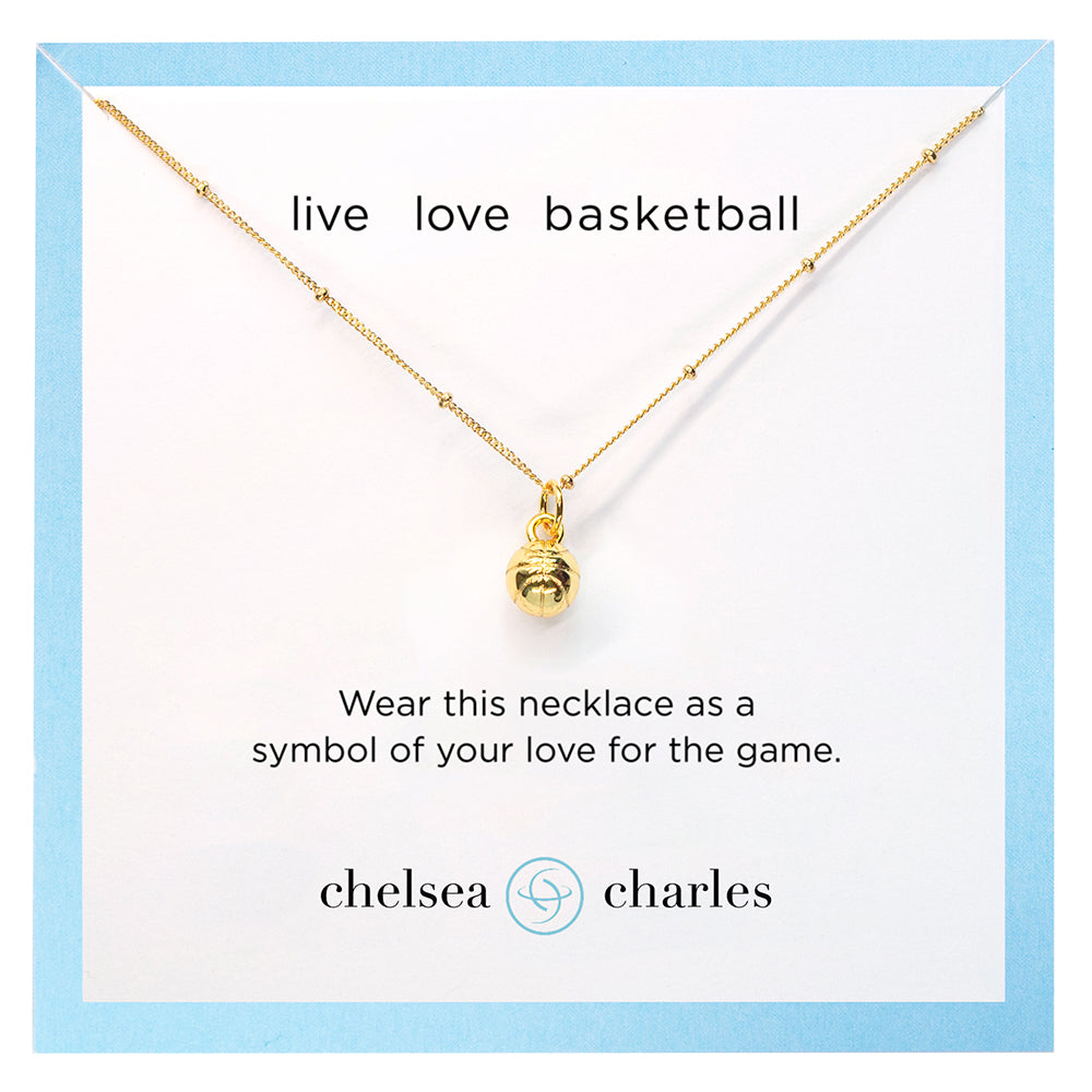 CC Sport Gold Basketball Charm Necklace by Chelsea Charles