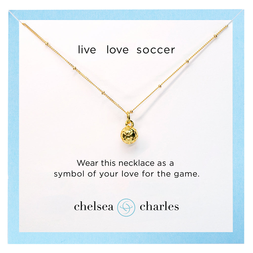 CC Sport Gold Soccer Charm Necklace by Chelsea Charles